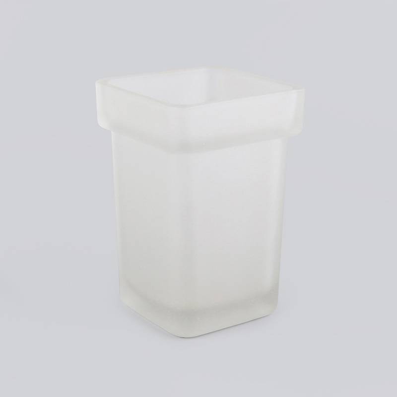 Wholesale Frosted Glass Square Cup Cleaning Brush Glass Square Cup Bathroom Pendant Toilet Brush Cup