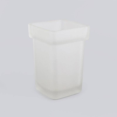 Wholesale Frosted Glass Square Cup Cleaning Brush Glass Square Cup Bathroom Pendant Toilet Brush Cup